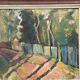 Original Swedish Oil on Panel - "Landscape with Fence" by Bajo - Signed - Vintage and Framed - 58 × 52 cm (22.8" × 20.5")