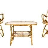 Ensemble de jardin en bambou vintage par Dirk van Sliedrecht pour Rohé Noordwolde, années 70.