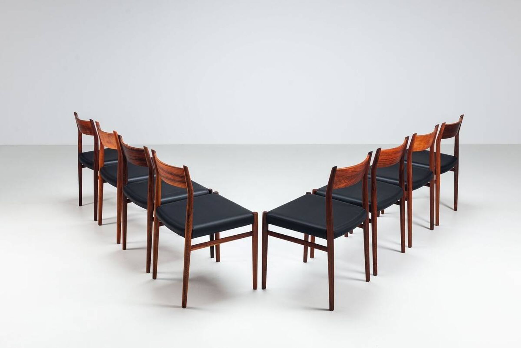 Arne Vodder model 418 dining chairs in rosewood Sibast Mobler Denmark 1960