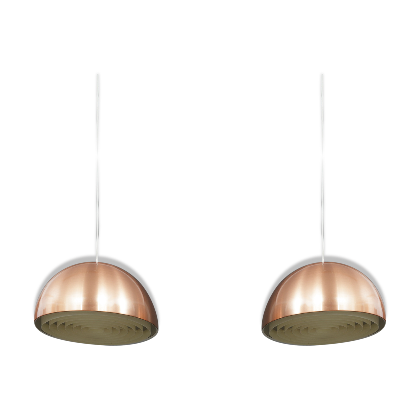 Pair of Danish copper hanging lamp