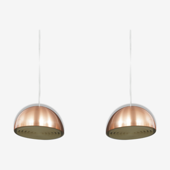 Pair of Danish copper hanging lamp