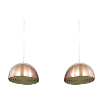 Pair of Danish copper hanging lamp