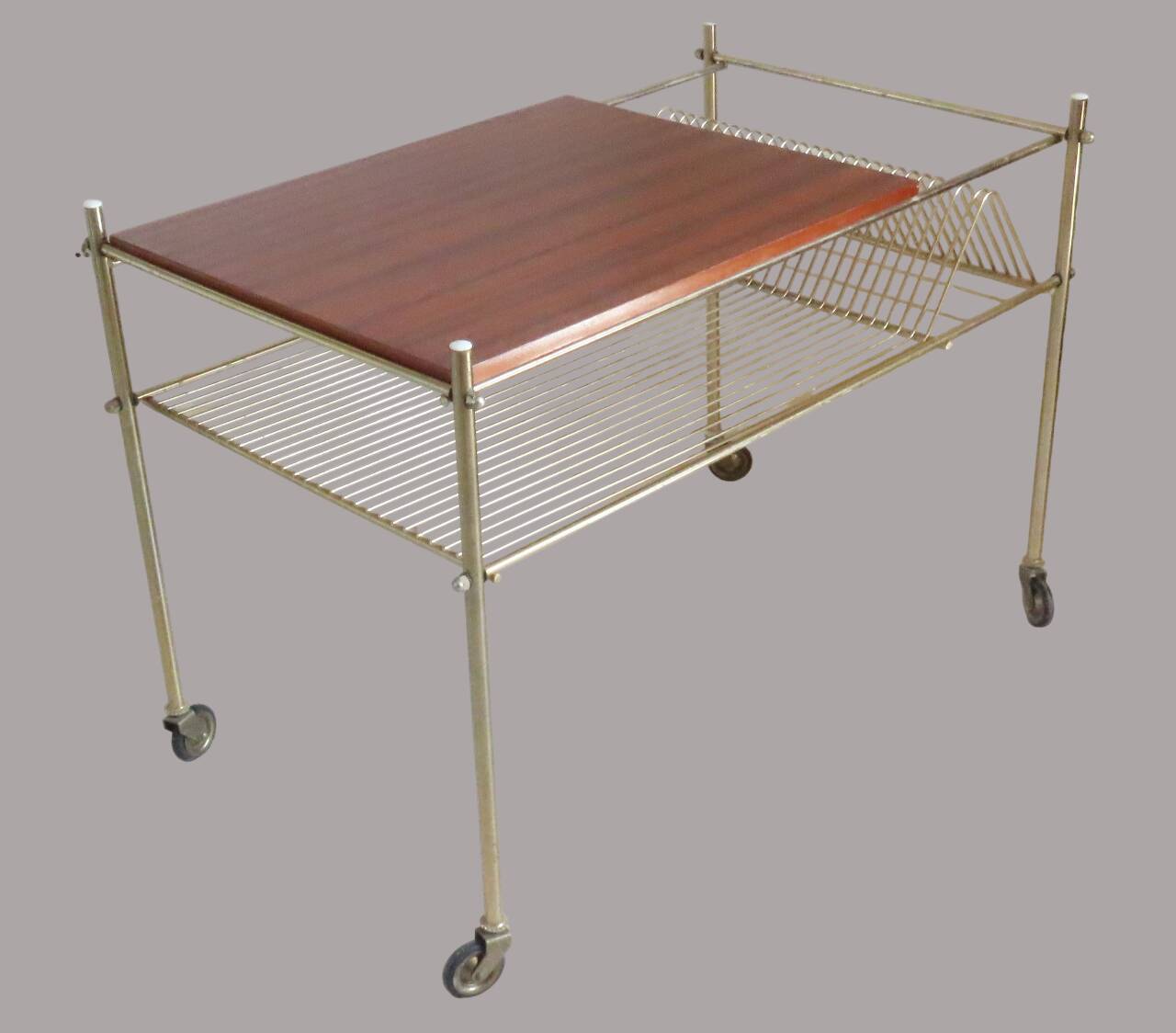 Vintage coffee table with rack Serving trolley on wheels