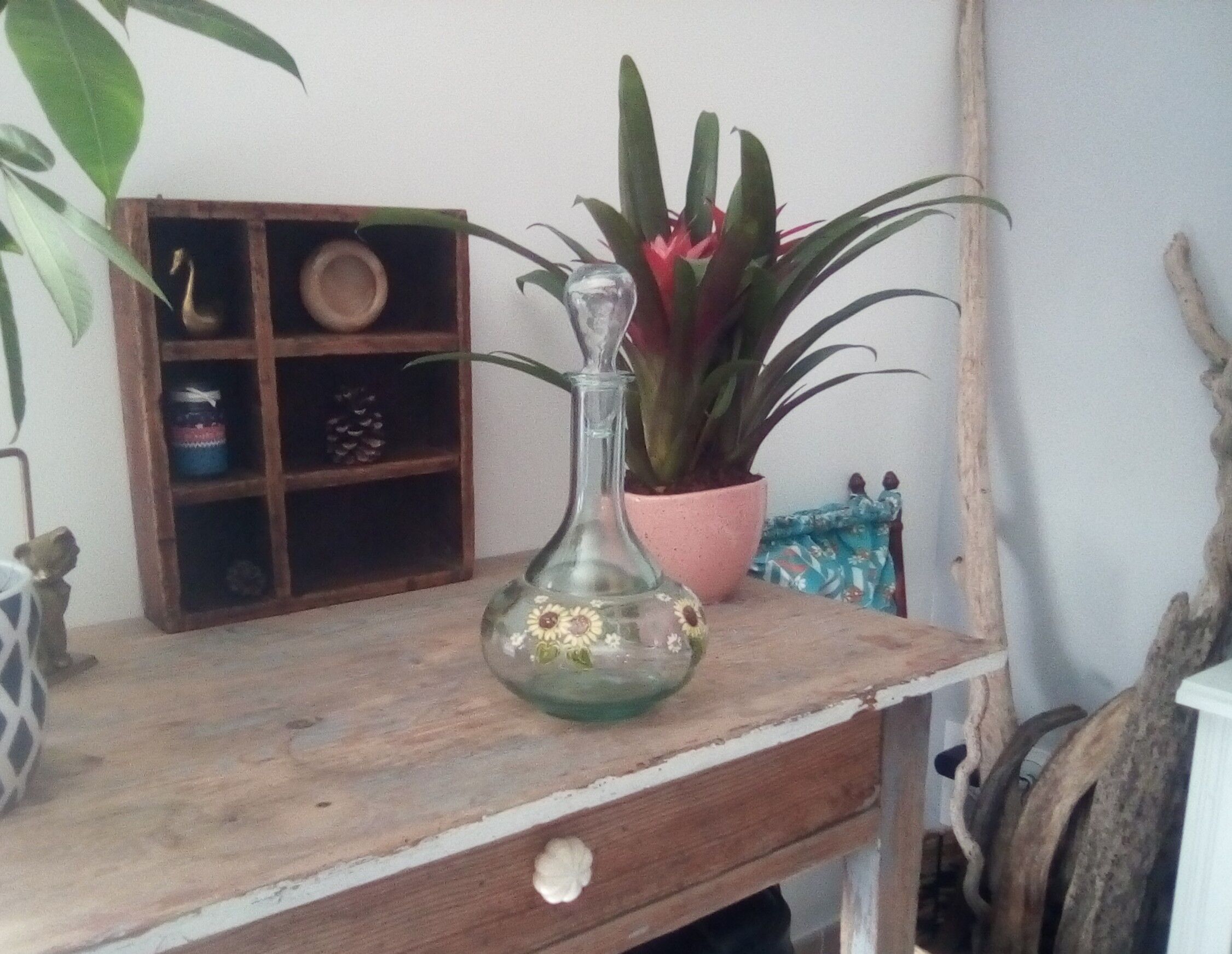 Old carafe bluish glass