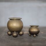 Pair of brass tripod candle holders, Gusum Bruck Sweden, candle holder.