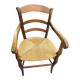 Cherry wood straw armchair