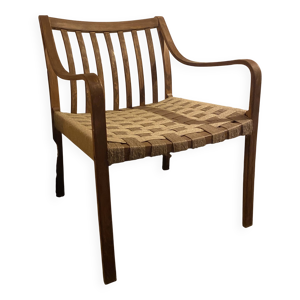 Fauteuil en bois restauré - jute