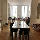 Contemporary HUG dining table by Arflex (marble/metal/oak)