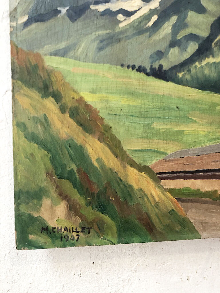 Oil painting landscape mountain 1947