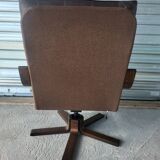Fauteuil relax relaxant pivotant basculant scandinave en cuir