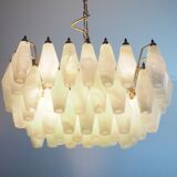 Vintage Italian chandelier - opaline Murano glass