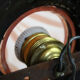 Glass and brass ceiling lamp 50s