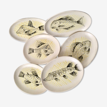 Assiettes à poisson d’Andre Baud années 50