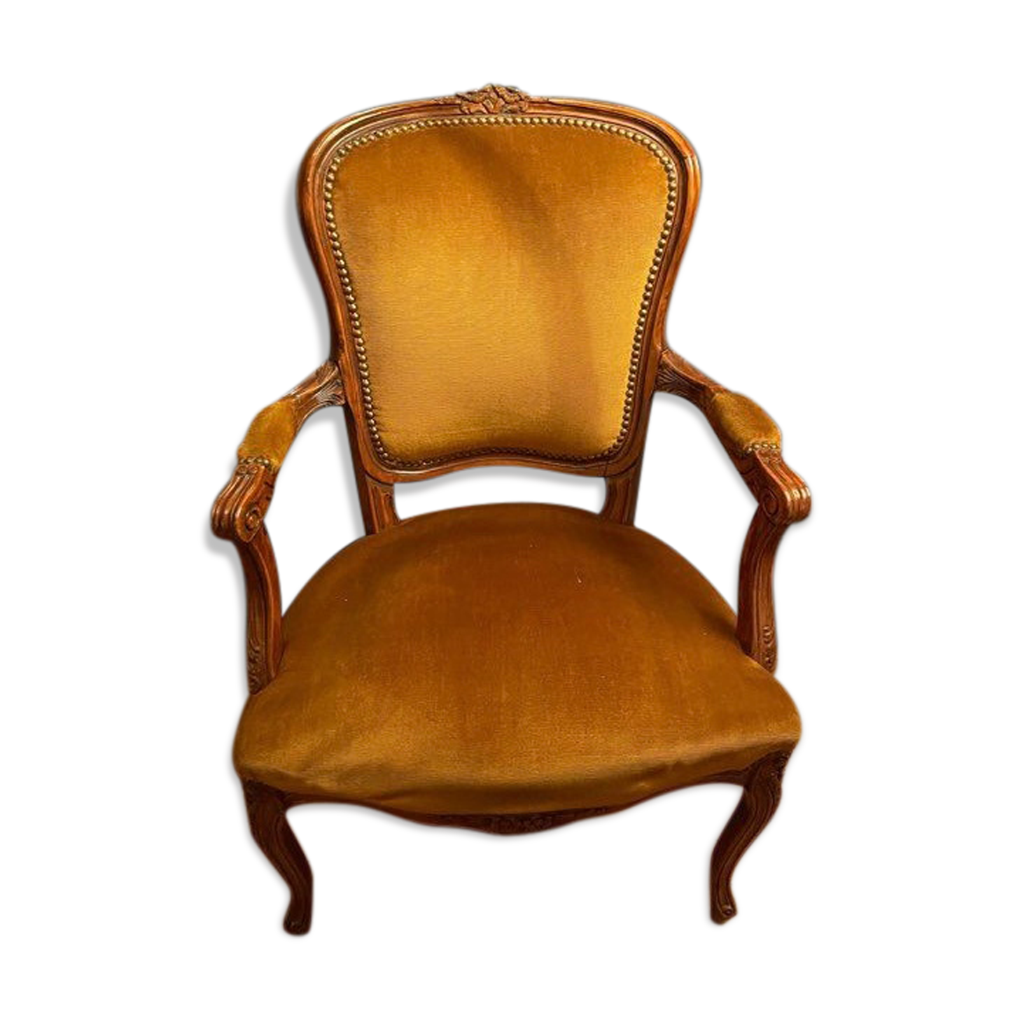 Fauteuil bois et velours