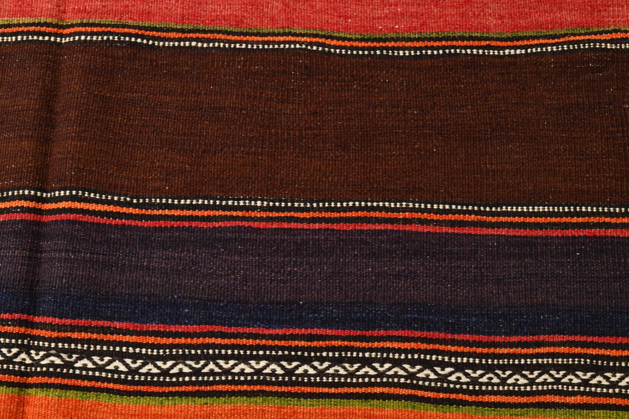 4x8 Brown & Blue Turkish Vintage Kilim Rug 139x245Cm SK 2314