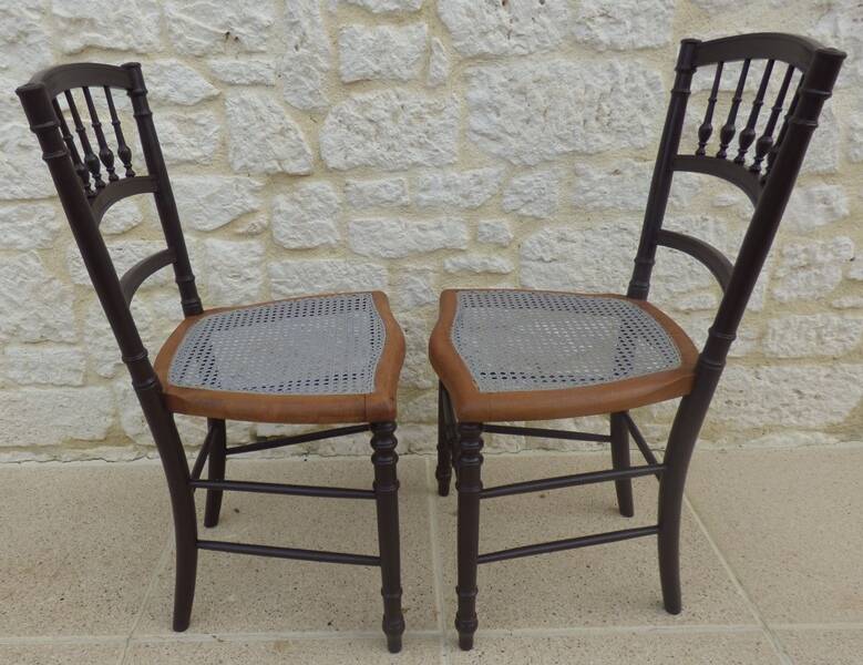 2 quality wooden caned chairs