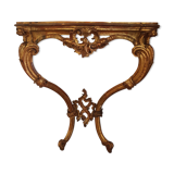 Old gilded wooden console on 2 curved feet