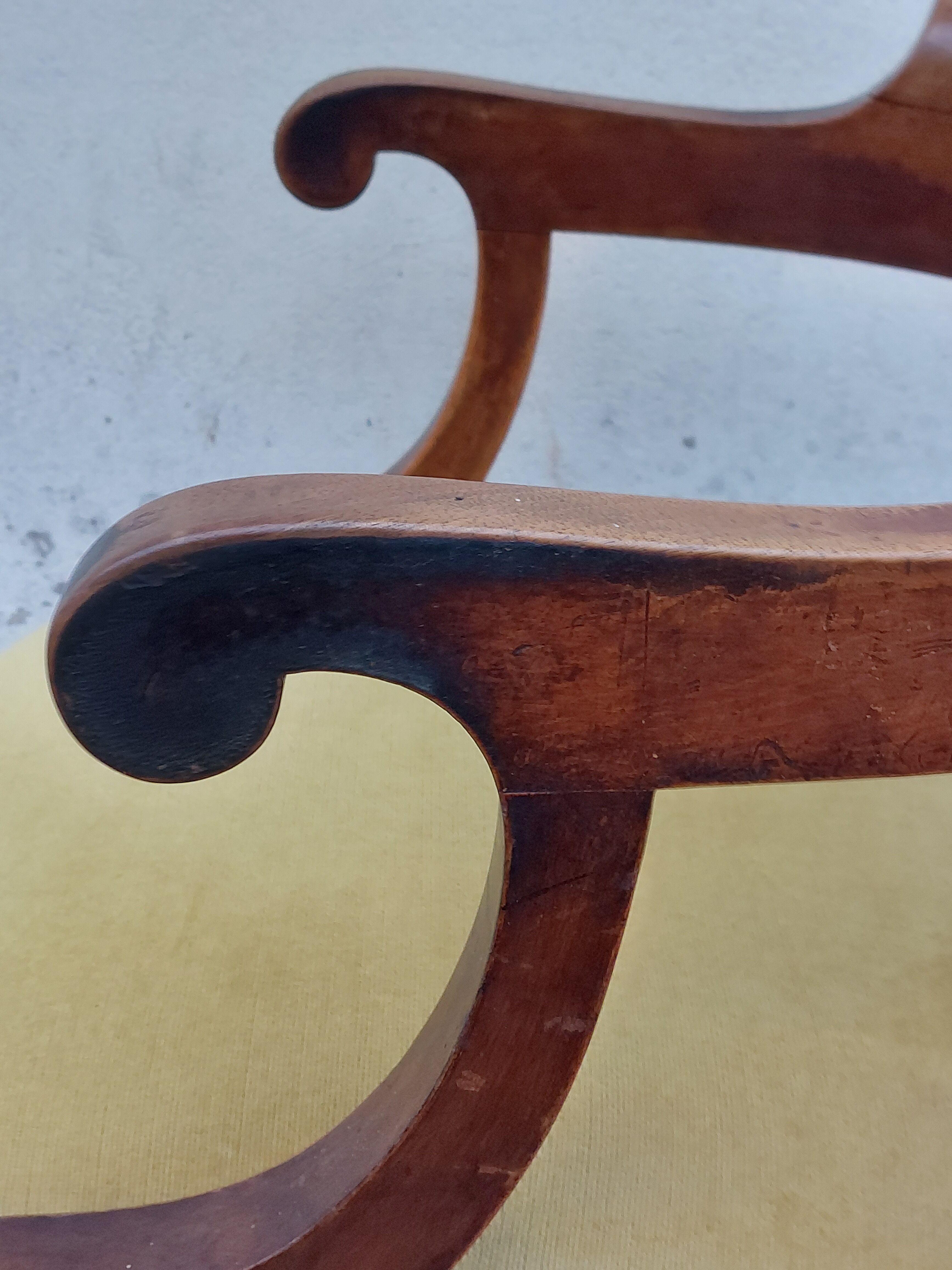 Louis Philippe office armchair in solid walnut