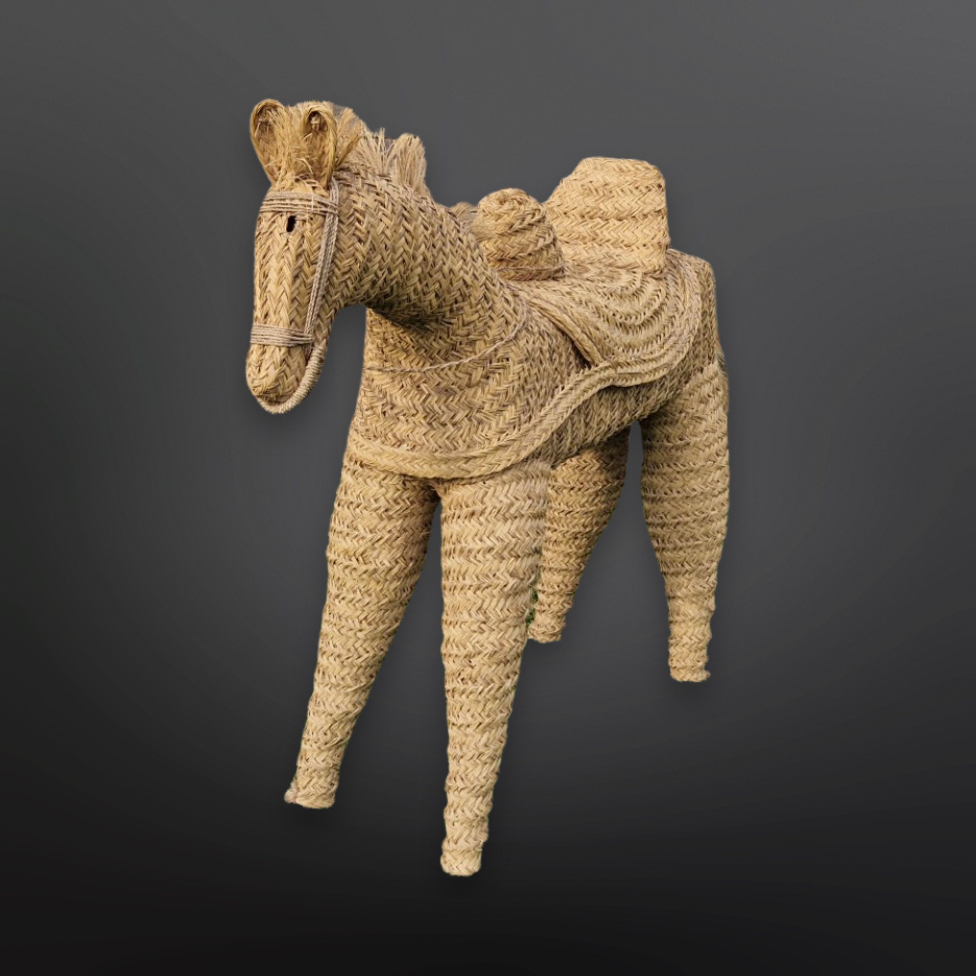 Hand crafted straw donkey, Marocco 1970s