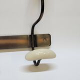 Wall coat rack in metal and porcelain with 2 hooks