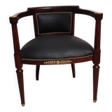 fauteuil de bureau style Louis XVI, acajou ,fin XIXè restauré à neuf