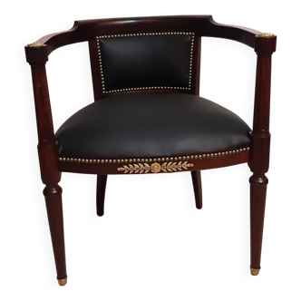 fauteuil de bureau style Louis XVI, acajou ,fin XIXè restauré à neuf