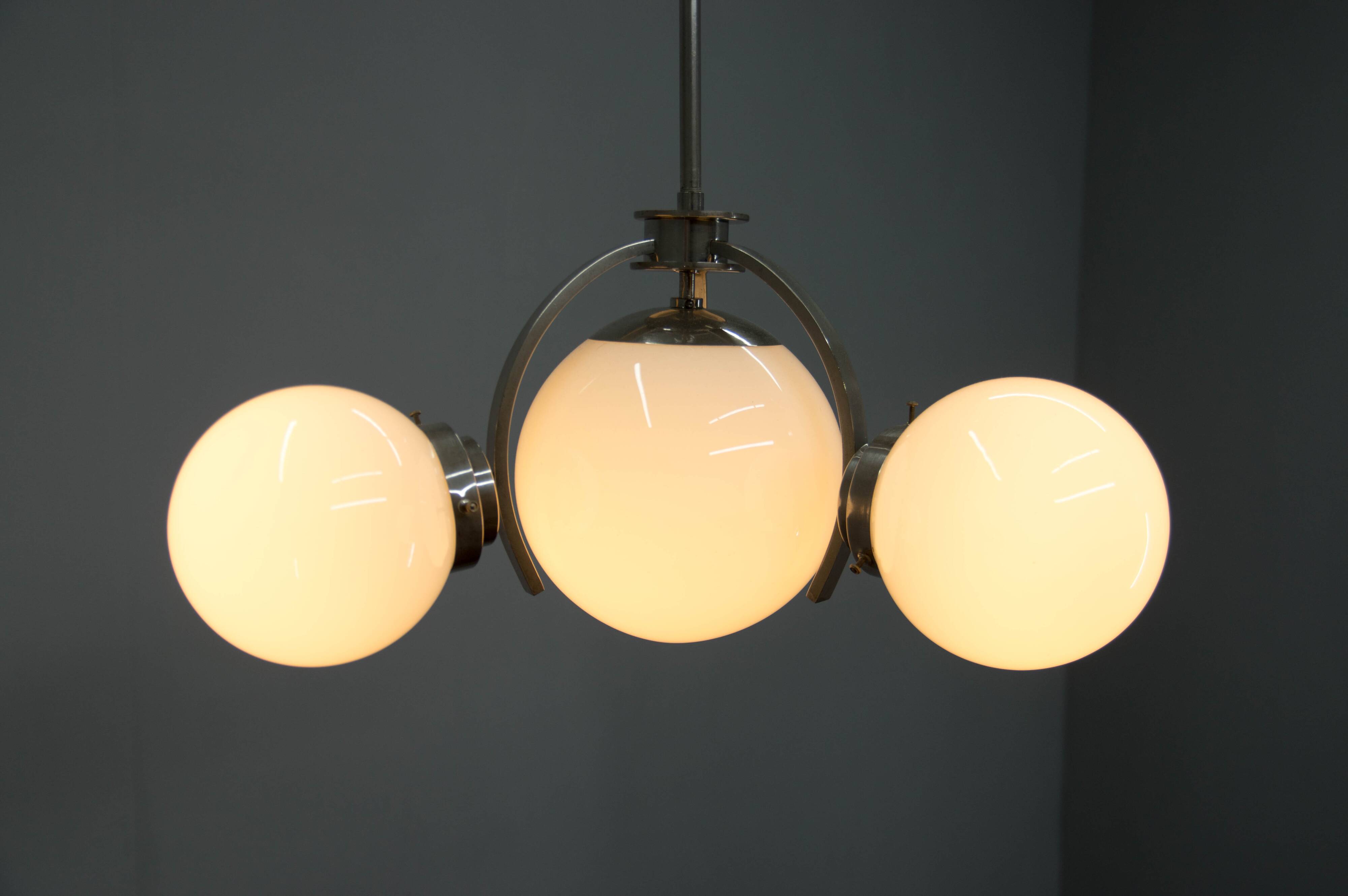 Art Deco / Functionalist Nickel Chandelier, 1930s