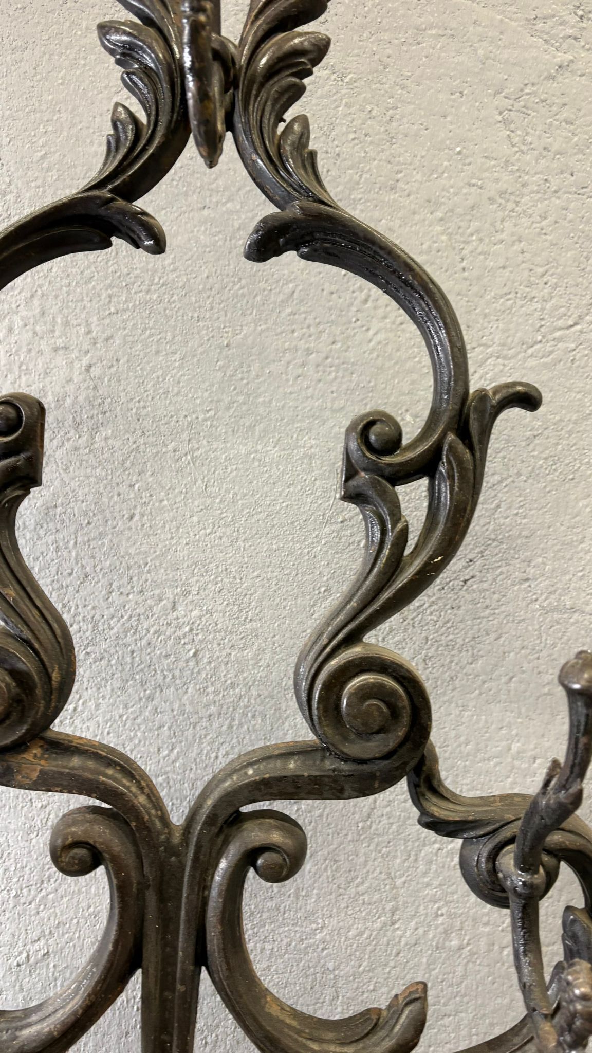 Antique cast iron hall stand, Victorian coat rack with marble base, ornate hall tree, 19th century