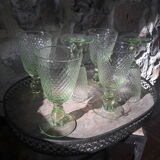 Verres à pied relief vert (lot de 6)