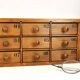 Small drawer unit, vintage wooden watchmaker's chest.