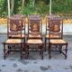 6 Henri II style solid wood straw-seated chairs