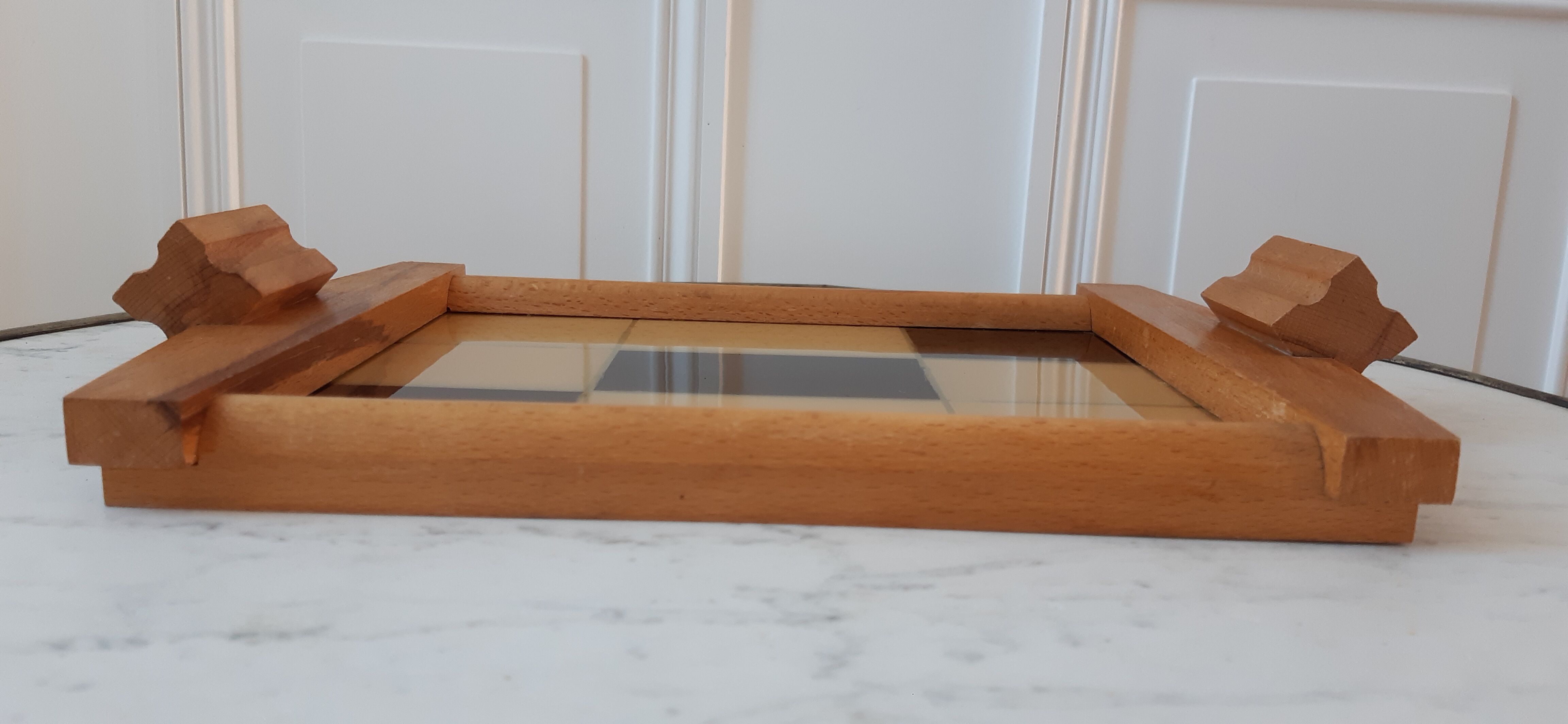 Beech and plexiglass checkerboard top 60s