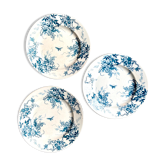 3 Gien dessert plates in iron earth, "Glycine" service around 1975