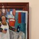 Mid-Century Modern Swedish "The Store" Vintage Figurative Oil Painting, Framed