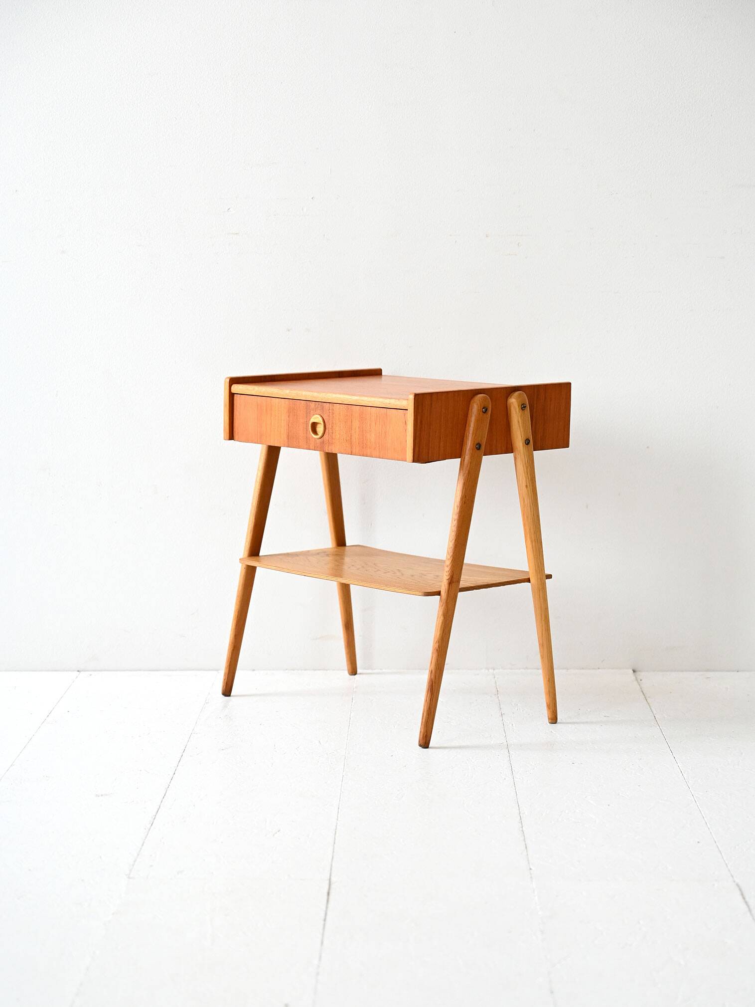 Vintage Scandinavian Nightstand with Angled Legs