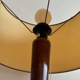 Lampe de table vintage en bois et laiton