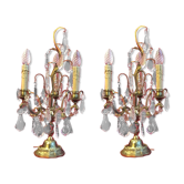 Pair of crystal tassels with bronze frame