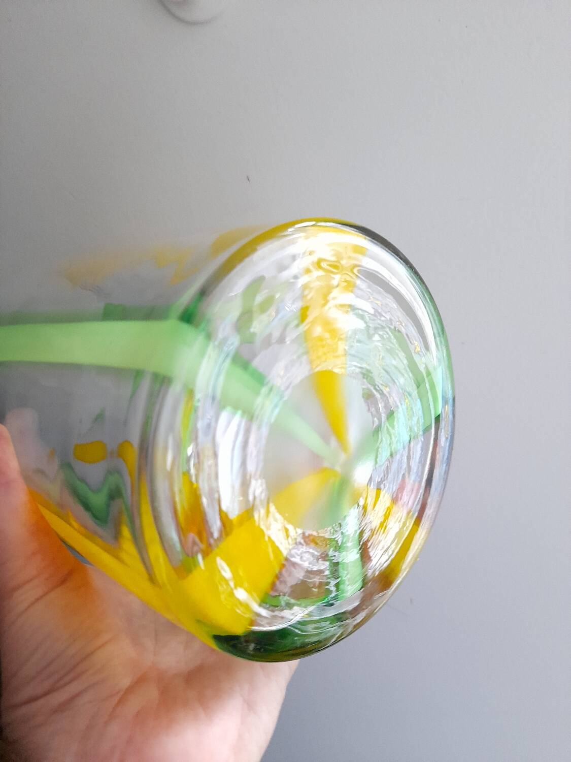 1980s lined blown glass vase