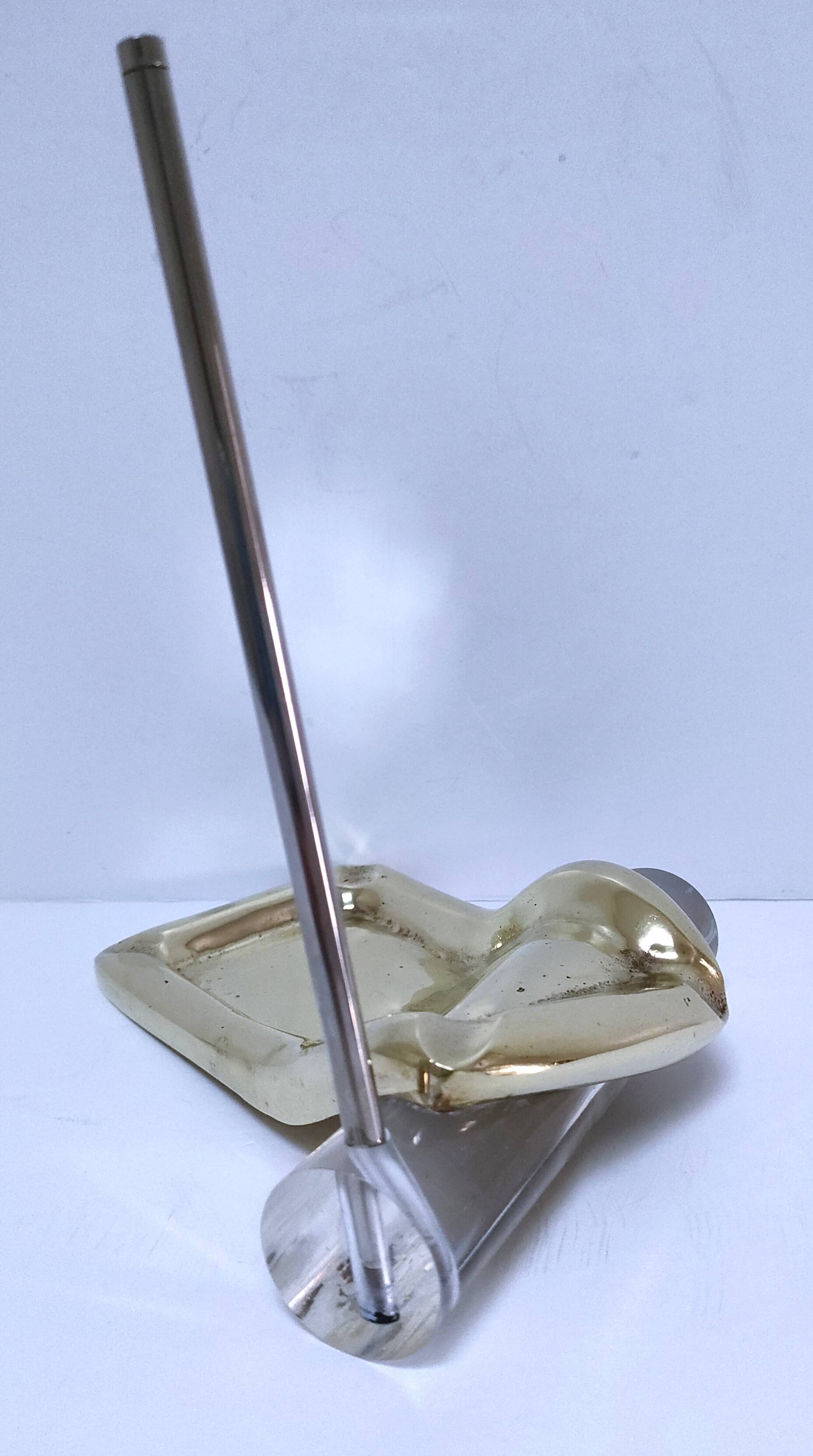 Bronze glass pen holder sculptural design