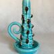 Pied de lampe ou bougeoir Accolay à décor de boules, émail bleu turquoise et brun, vers 1960-1970.