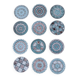 Service of 12 plates by Robert PICAULT in Vallauris ceramic, 1960