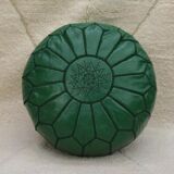 Pouf marocain en cuir vert