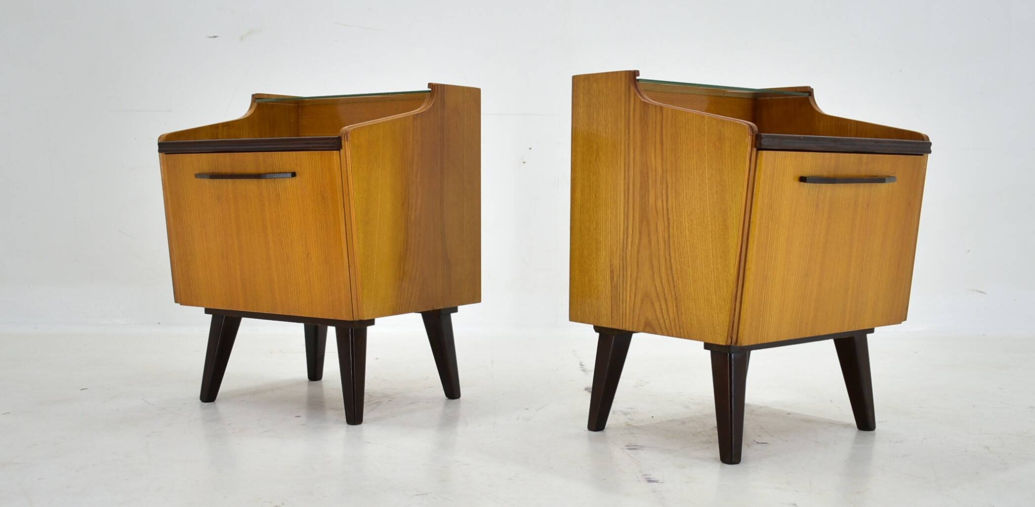1960s pair of midcentury bedside tables by Mojmir Požár, Czechoslovakia