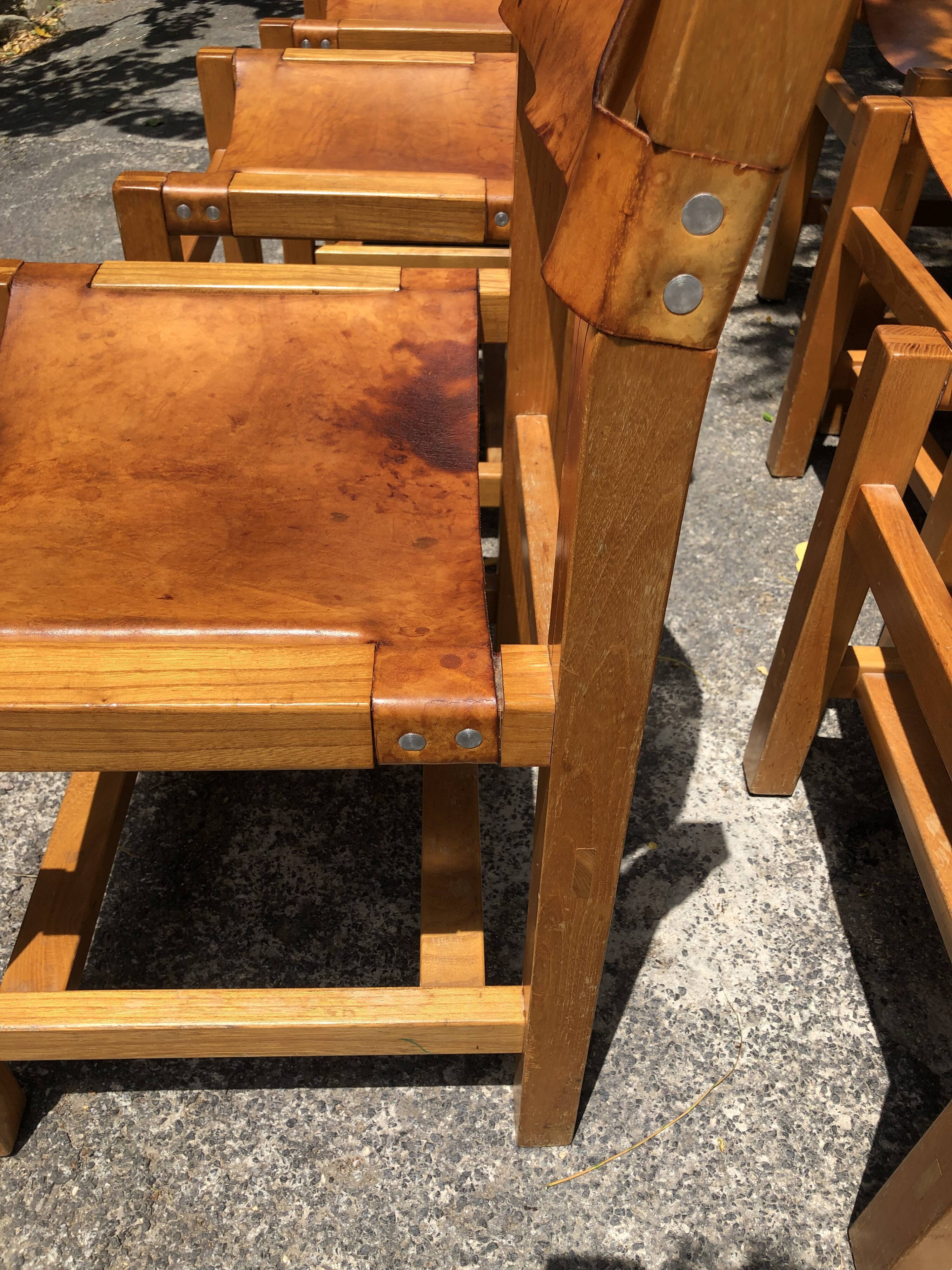 Leather and wood chairs