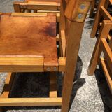 Leather and wood chairs