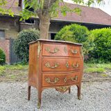 Commode Galbée En Marqueterie De Style Louis XV XIX Eme Siècle