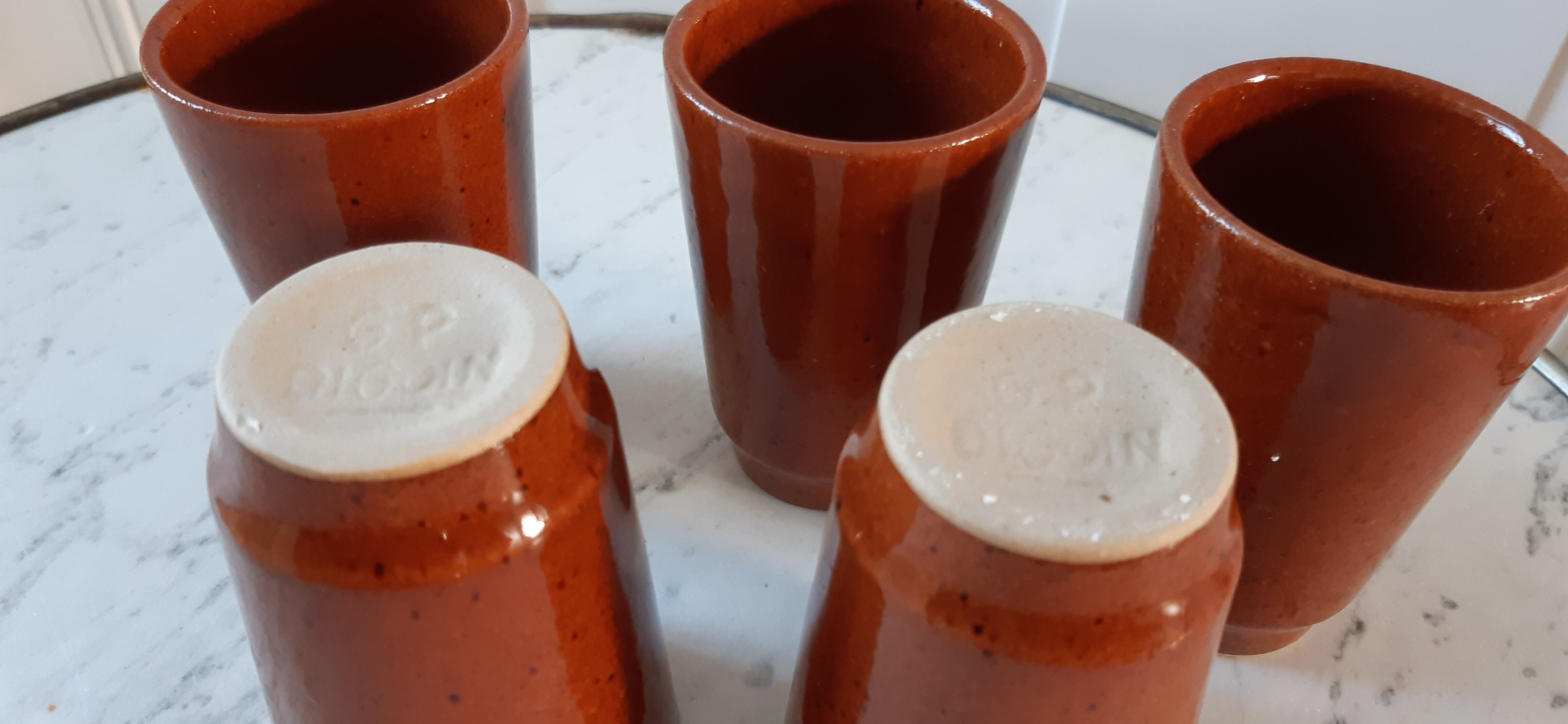 Set of 5 sandstone glasses Digoin Sarreguemines 70s