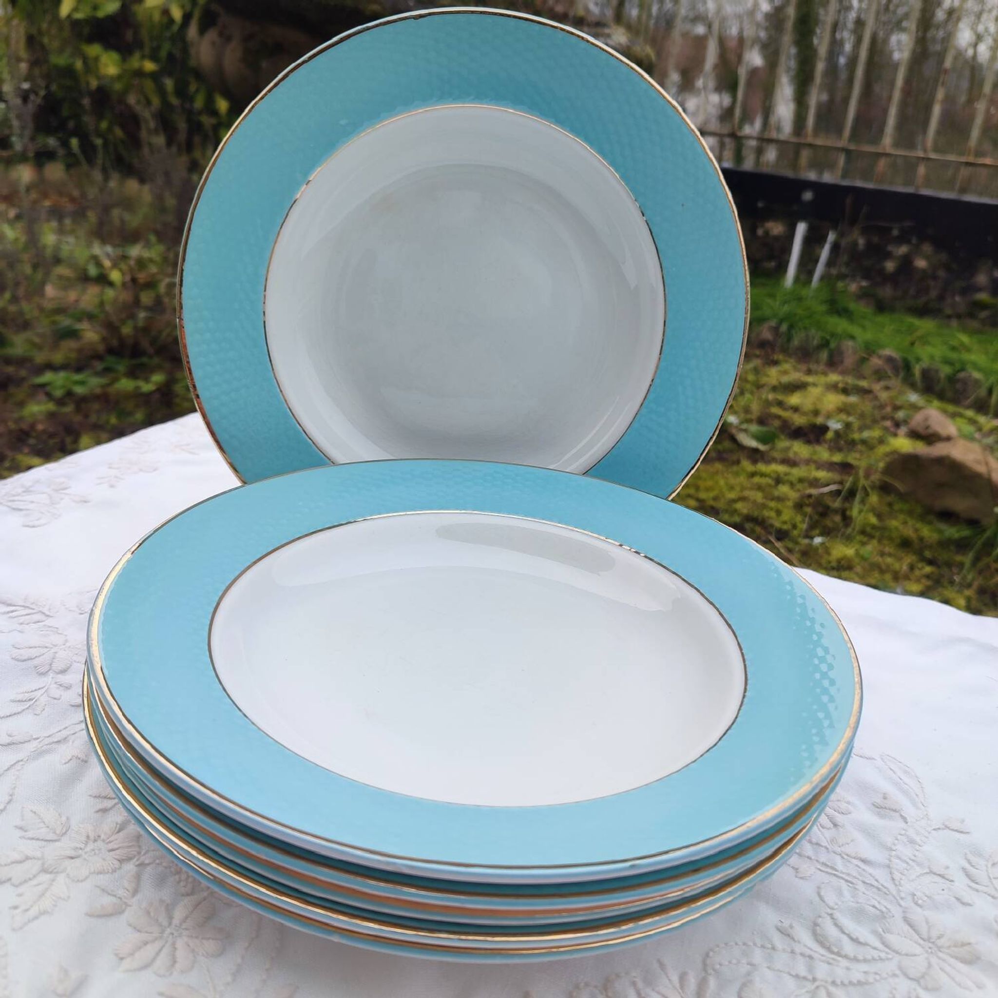 Set of 6 deep plates l'Amandinoise model Poreylor