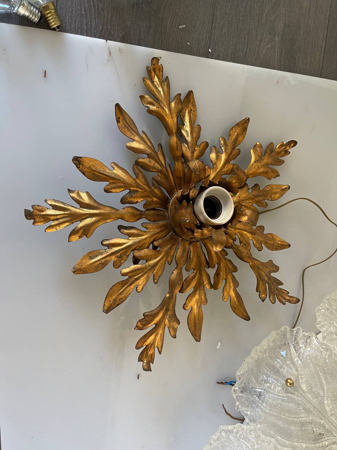 Florentine Gold Gilded Flushmount 1950’s