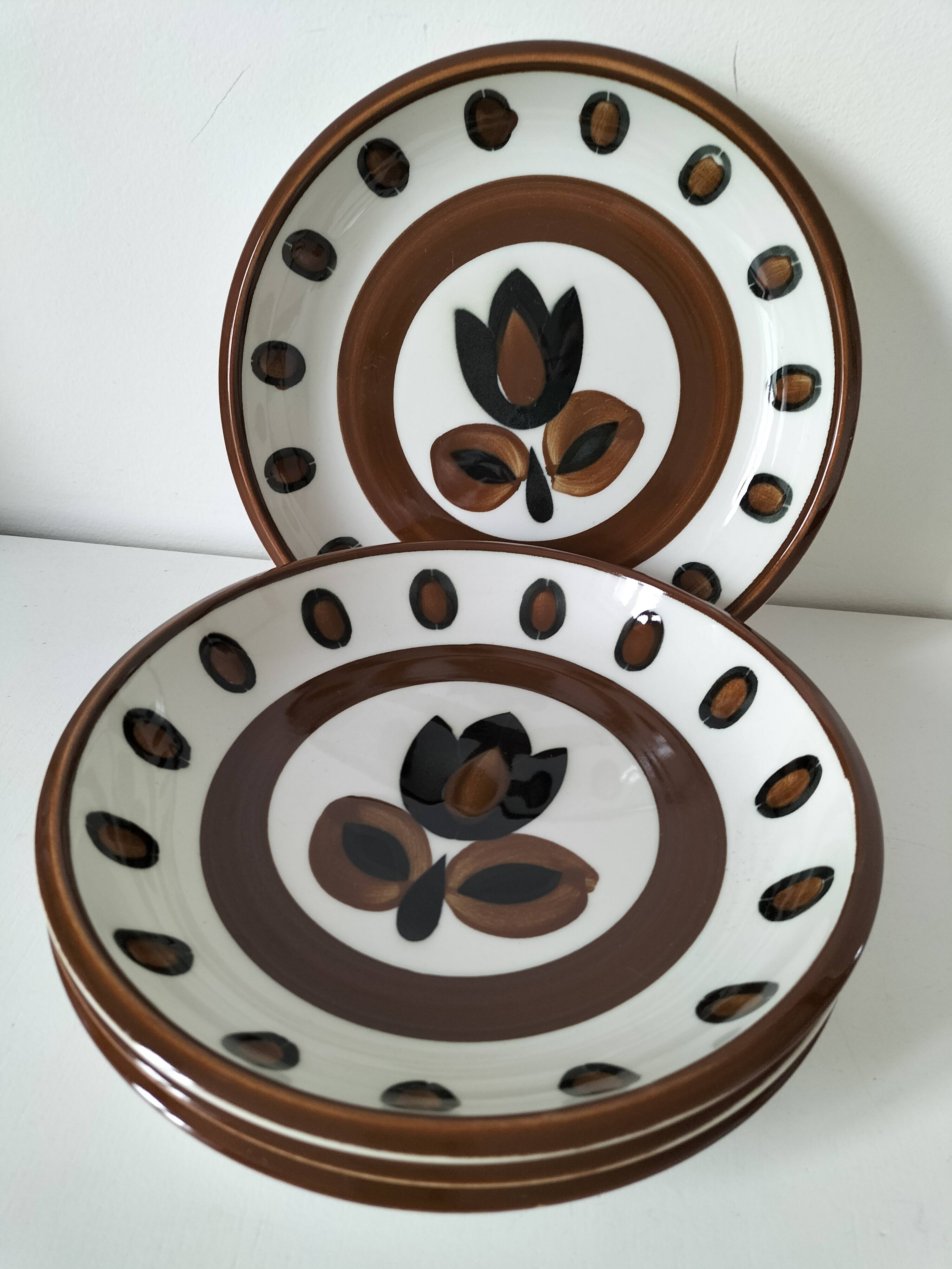 4 deep plates Boch La Louvière model Kimono